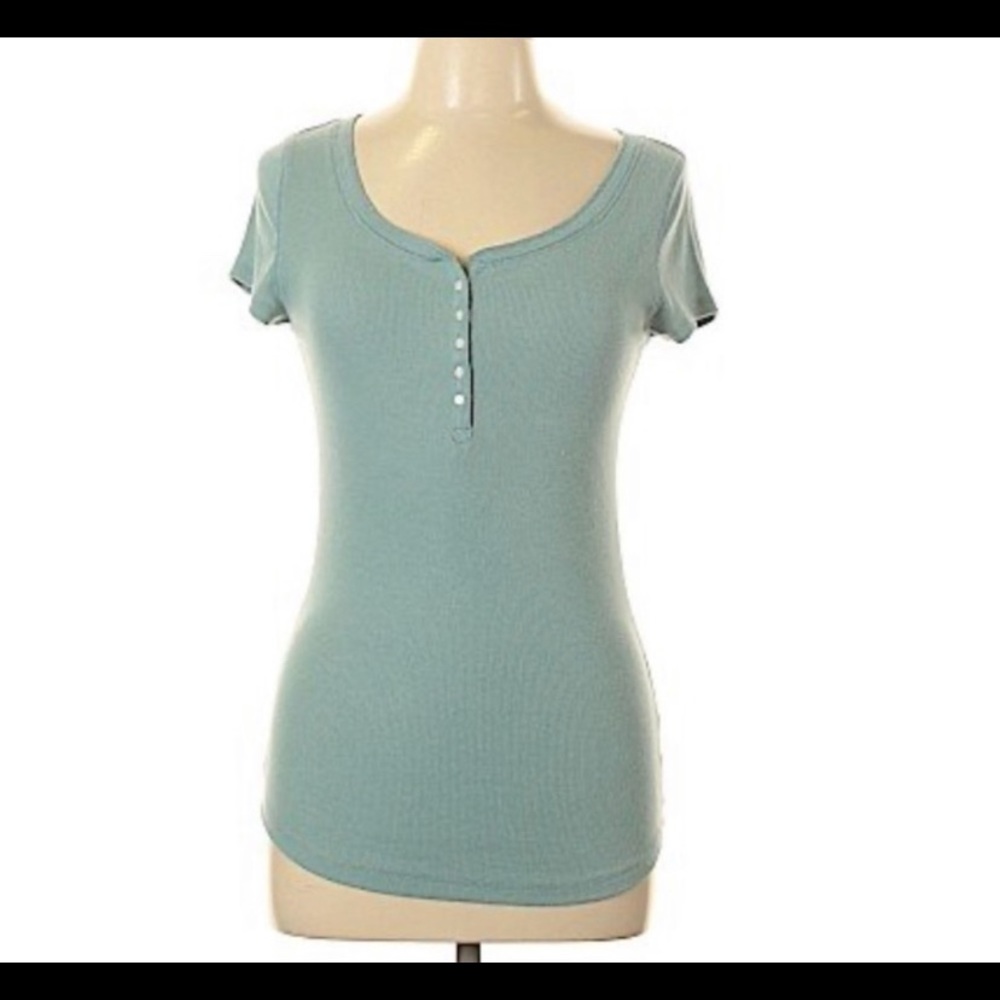 Blueish grey button t-shirt